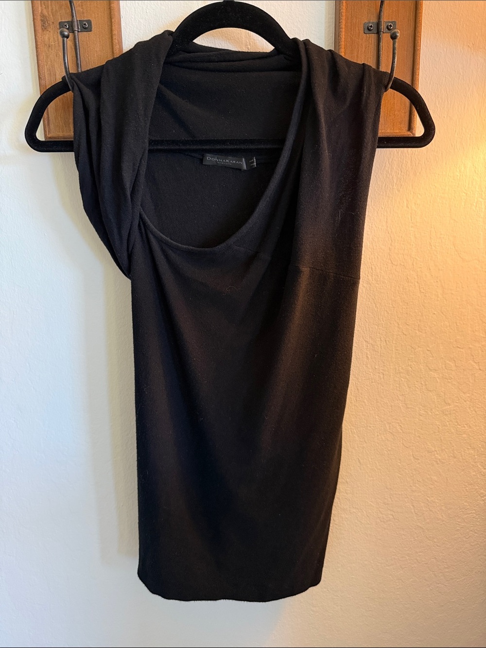 Donna Karan Black Draped Sleeveless Tank